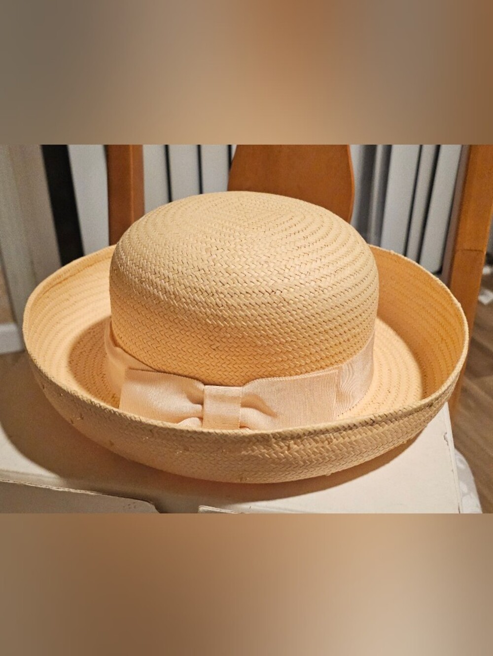 Women’s Straw Sun Hat with Bow - Cream